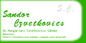 sandor czvetkovics business card